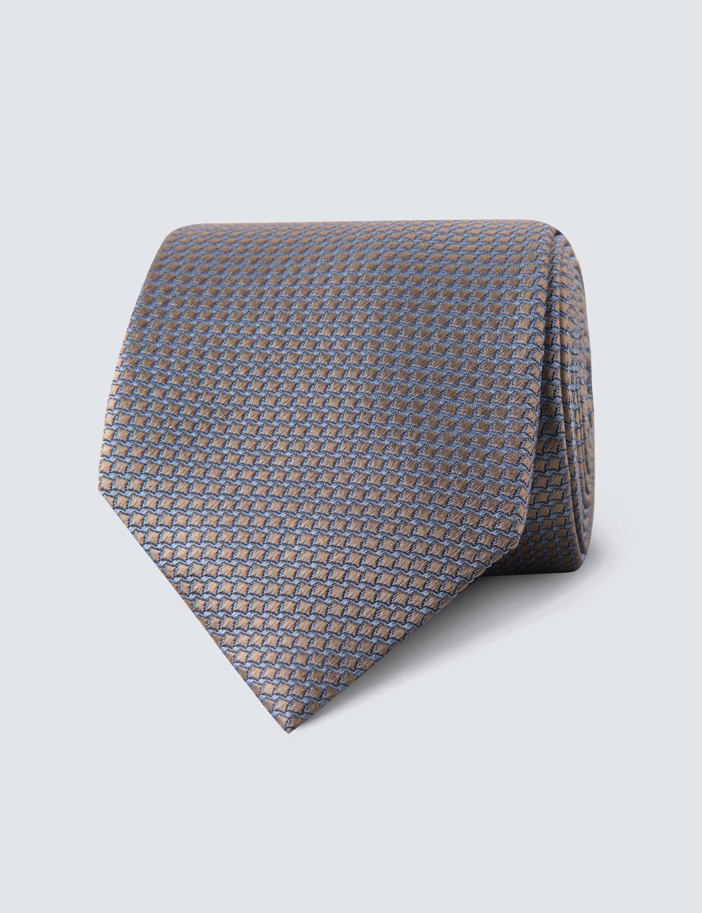 Men's Camel Two Tone Squares Tie - 100% Silk | Hawes & Curtis