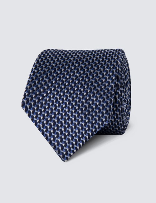 Krawatte – Seide – Standardbreite – Webmuster Blau