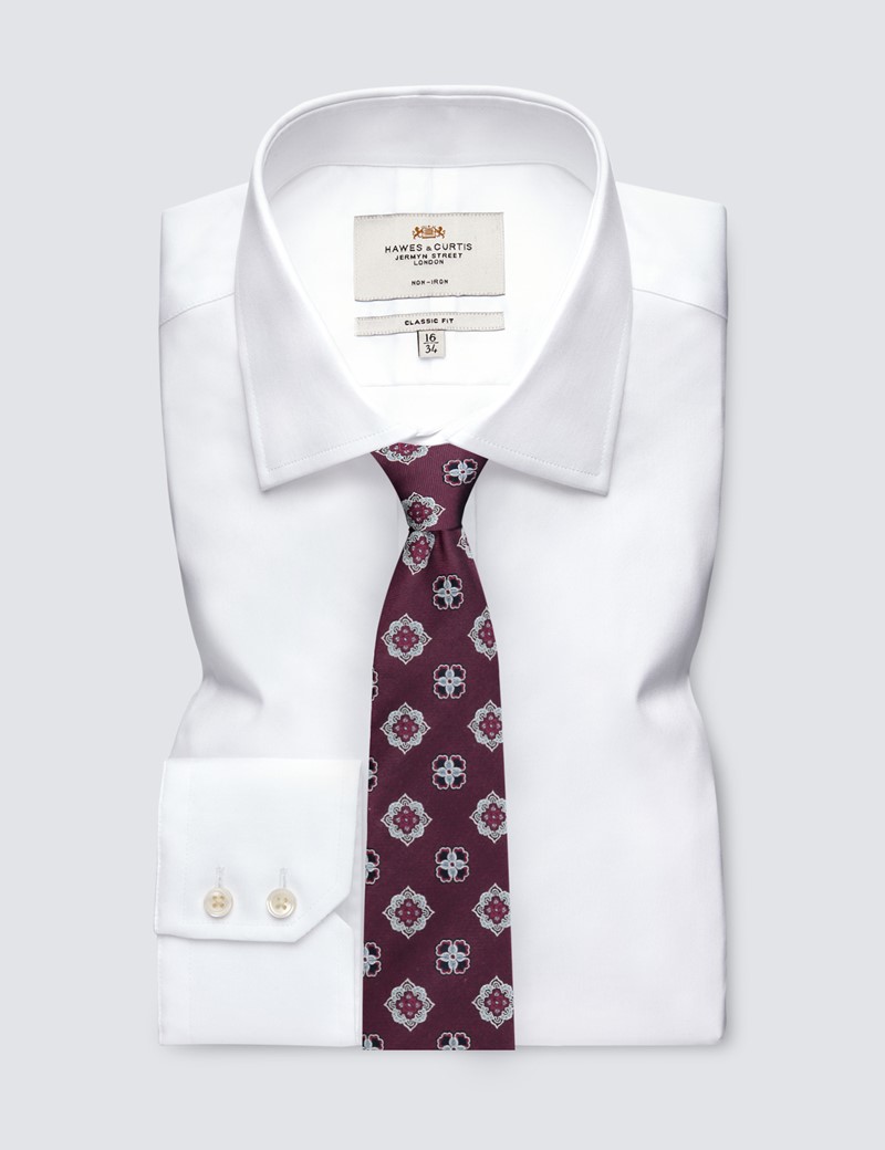 Krawatte – Seide – Standardbreite – weinrot Medaillons