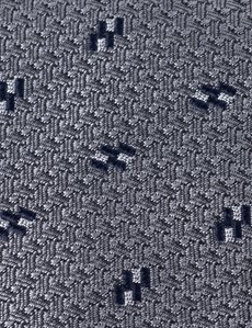 Men's Grey Contrast Print Tie - 100% Silk