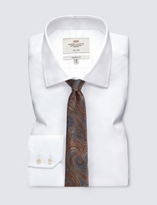 Men's Grey & Brown Paisley Tie - 70% Silk & 30% Wool