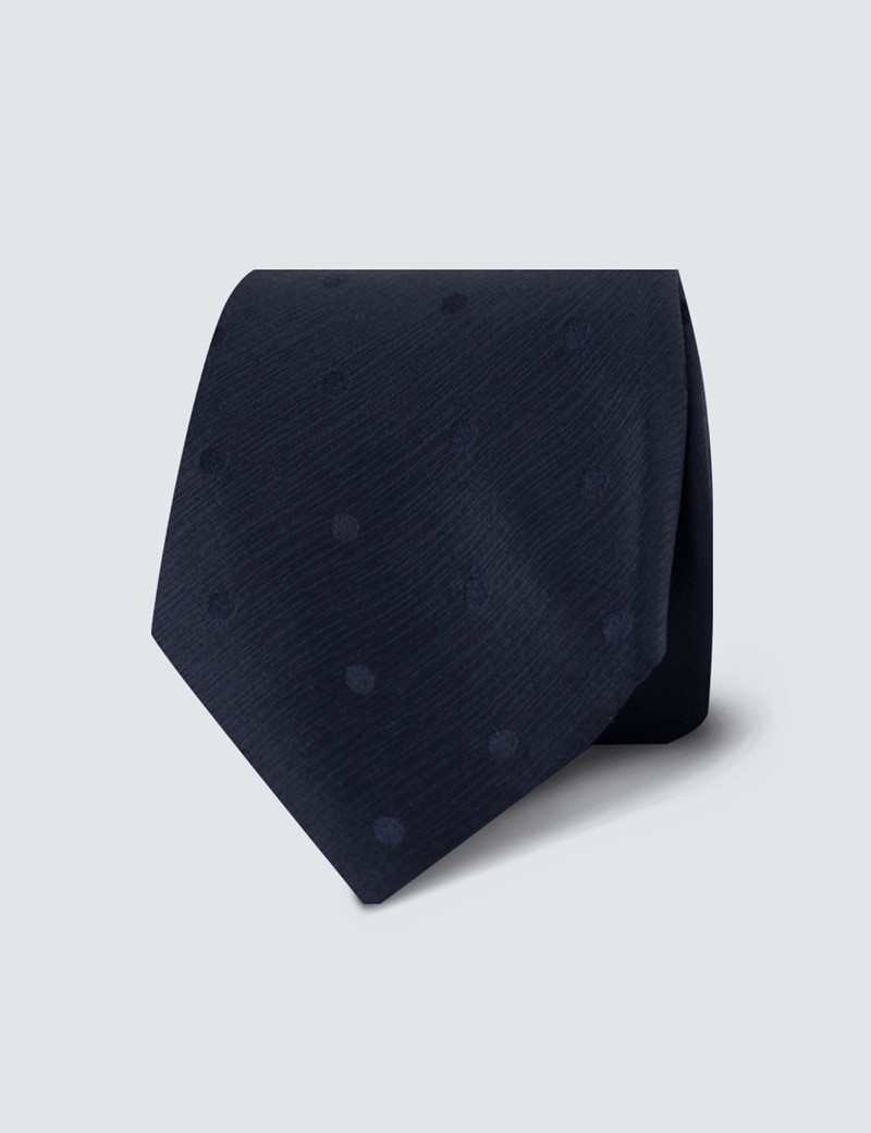Men's Navy Tonal Spots Tie - 100% Silk
