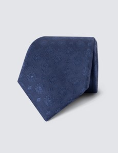 Krawatte – Seide – Standardbreite – dunkelblau geometrisches Design
