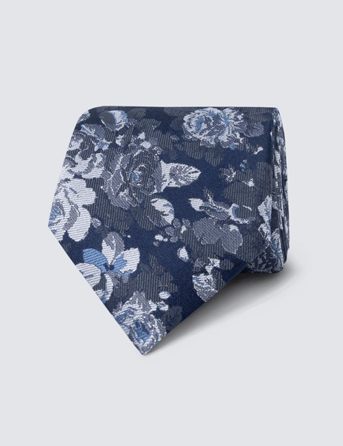 K 177.1 Handgefertigte Herren Luxus Seiden Krawatte Gestreift Blau Model Nr 