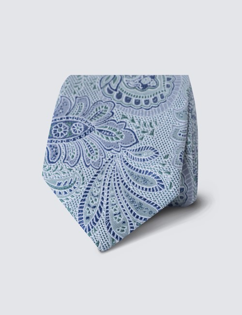 Krawatte – Seide – schmal – Grün Paisley Webmuster