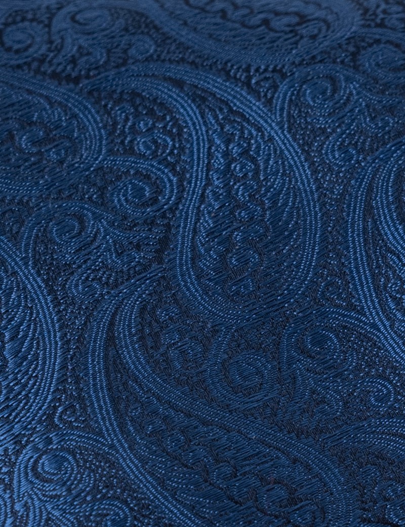 Men's Luxury Royal Blue Paisley Tie - 100% Silk | Hawes & Curtis