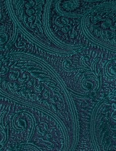 Men's Luxury Emerald Paisley Tie - 100% Silk