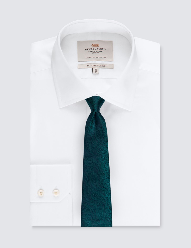 Men's Luxury Emerald Paisley Tie - 100% Silk