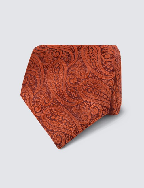 Hochzeits Kollektion – Krawatte – Seide – Paisley orange
