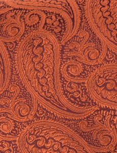 Men's Luxury Orange Paisley Tie - 100% Silk