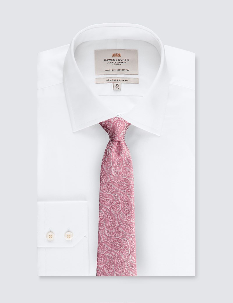 Men's Luxury Rose Paisley Tie - 100% Silk