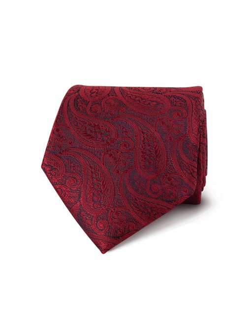 Men's Luxury Red Paisley Tie - 100% Silk