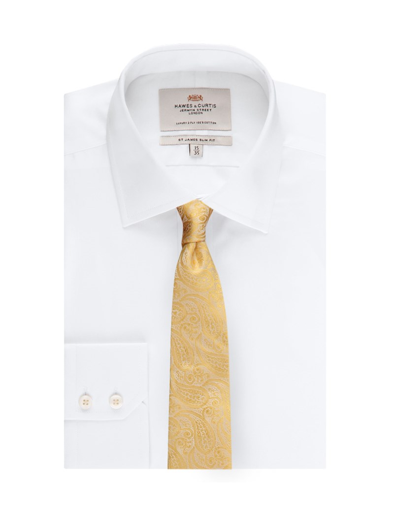 Corbata Amarilla Luxury Hombre Silk Classic Paisley Necktie 