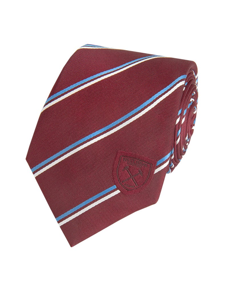 Men's Claret West Ham Club Stripe Tie - 100% Silk