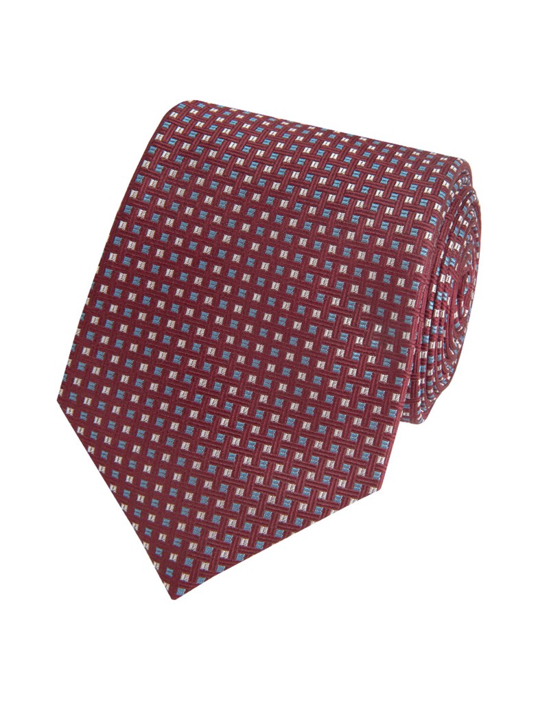 Men's Claret West Ham Lattice Tie 100% Silk | Hawes & Curtis