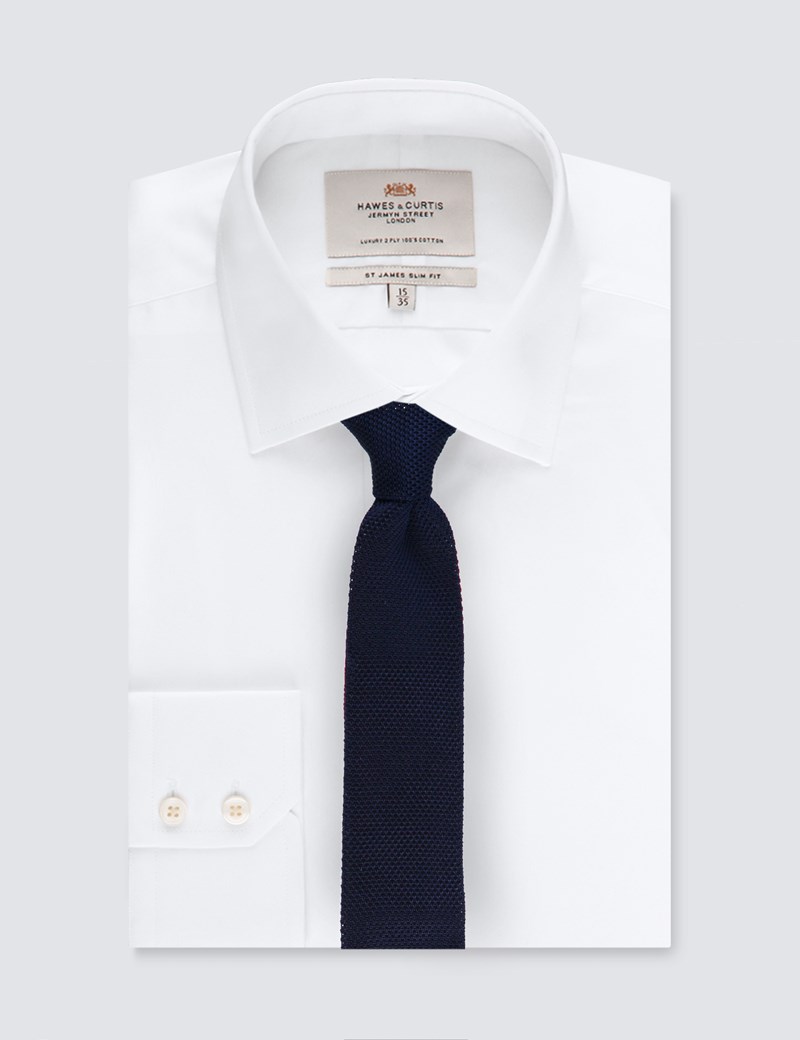 Men's Navy & Wine Reversible Knitted Tie- 100% Silk