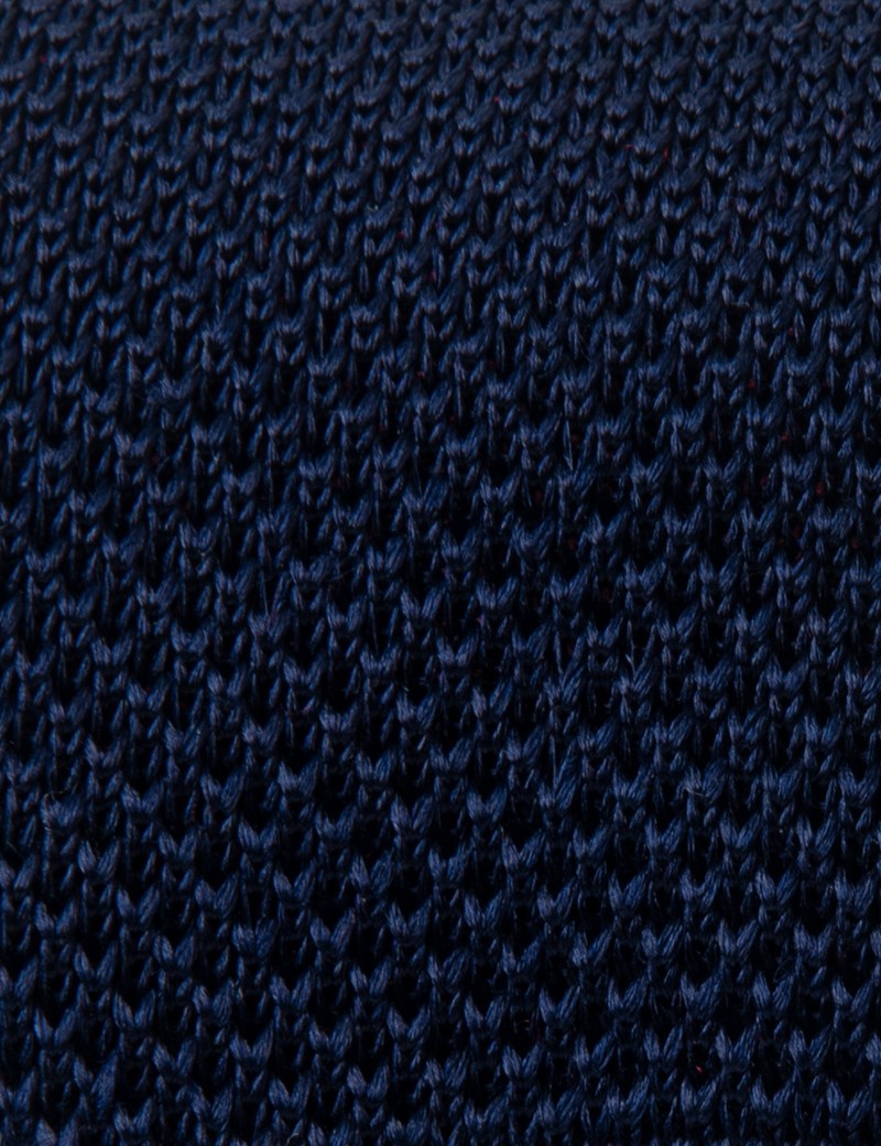 Men's Navy & Wine Reversible Knitted Tie- 100% Silk