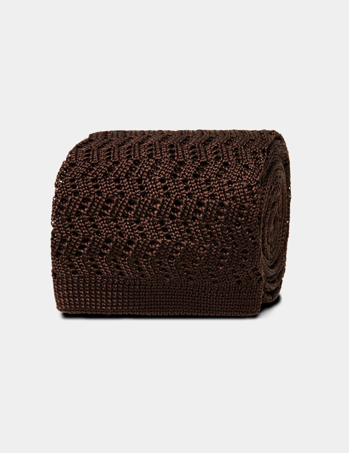 Hawes & Curtis Chocolate ZigZag Knit Tie | Silk | Plain | Men's