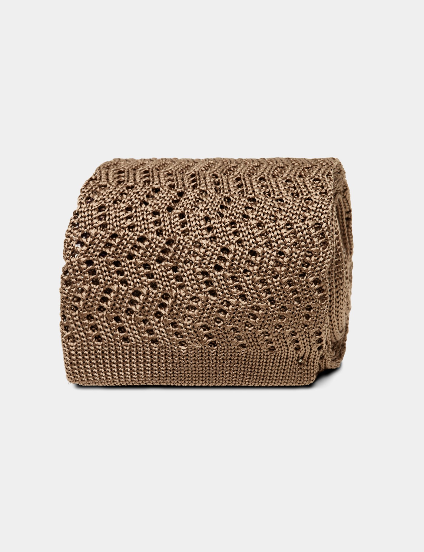 Hawes & Curtis Taupe ZigZag Knit Tie | Silk | Plain | Men's