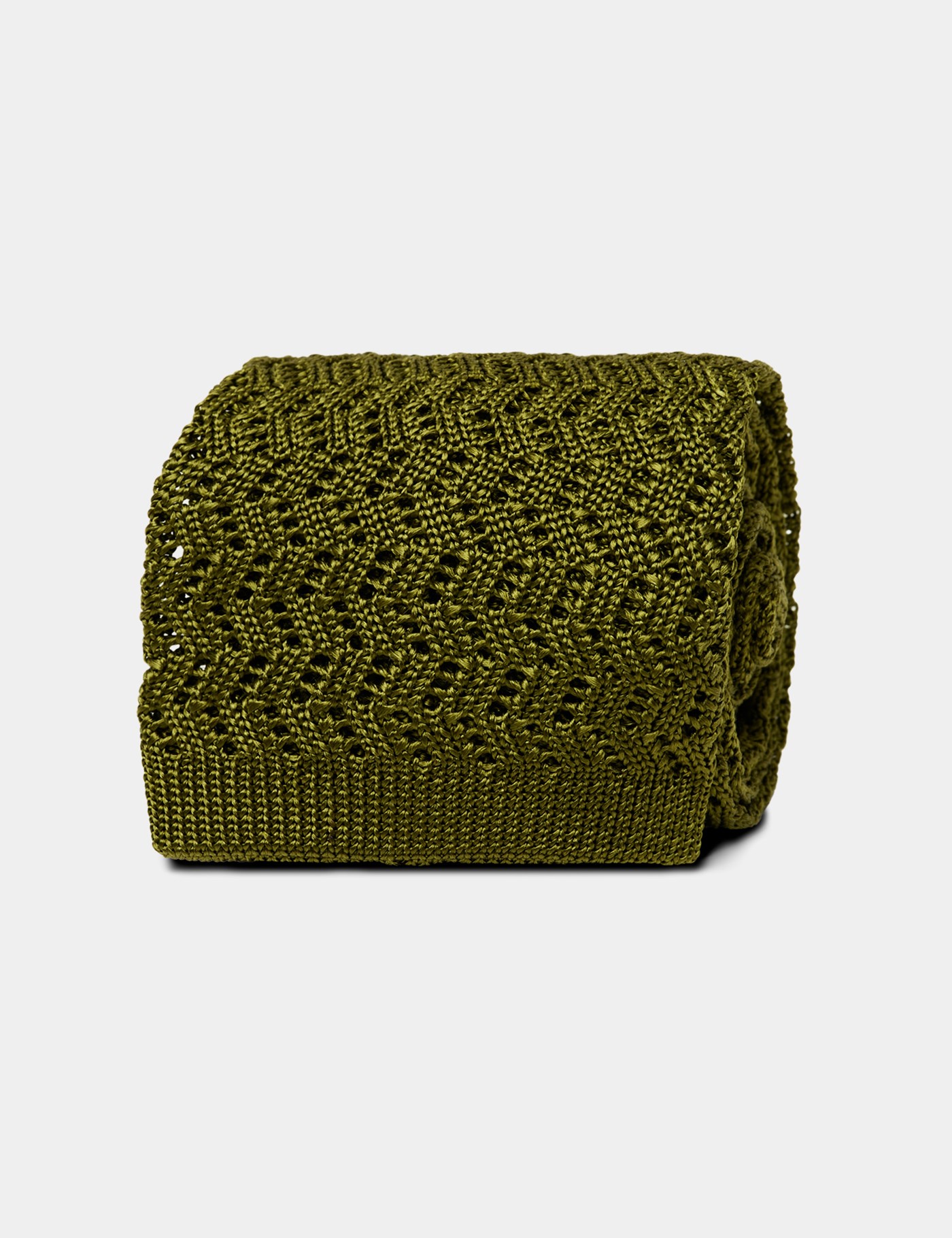 Hawes & Curtis Dusty Olive ZigZag Knit Tie | Silk | Plain | Men's