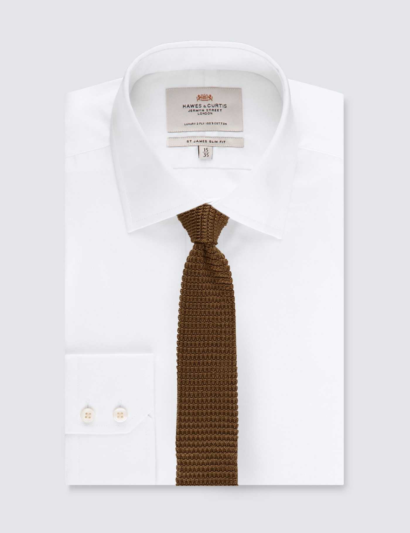 Men's Brown Knitted Tie 100 Silk Hawes & Curtis