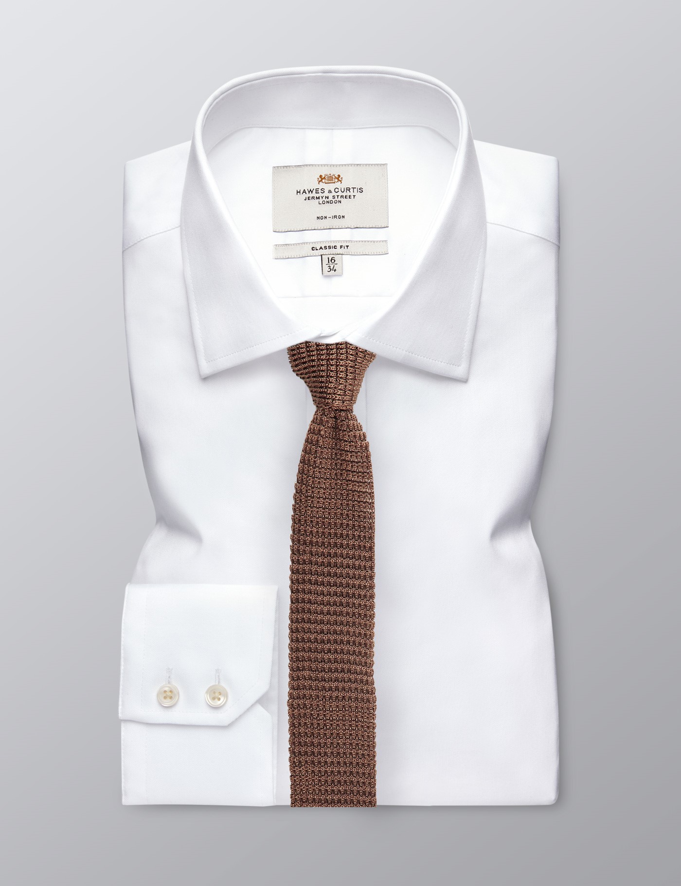 Men's Camel Knitted Tie - 100% Silk | Hawes and Curtis
