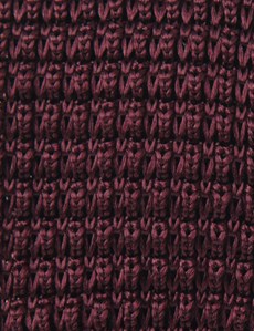 Men's Burgundy Knitted Tie - 100% Silk