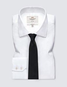 Men's Black Plain Slim Tie - 100% Silk