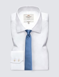Men's Plain Blue Slim Tie - 100% Silk