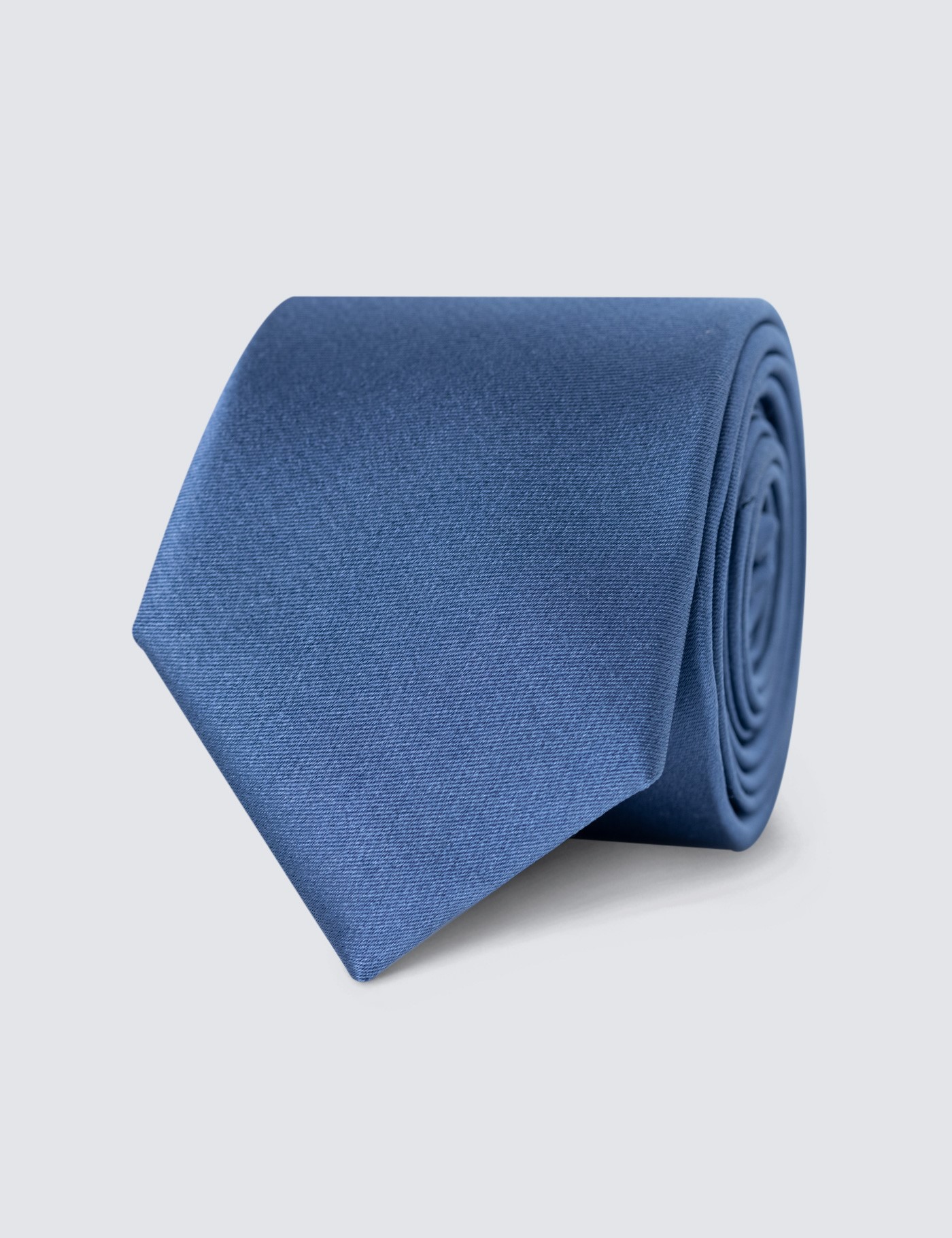 Men's Plain Blue Slim Tie - 100% Silk | Hawes and Curtis