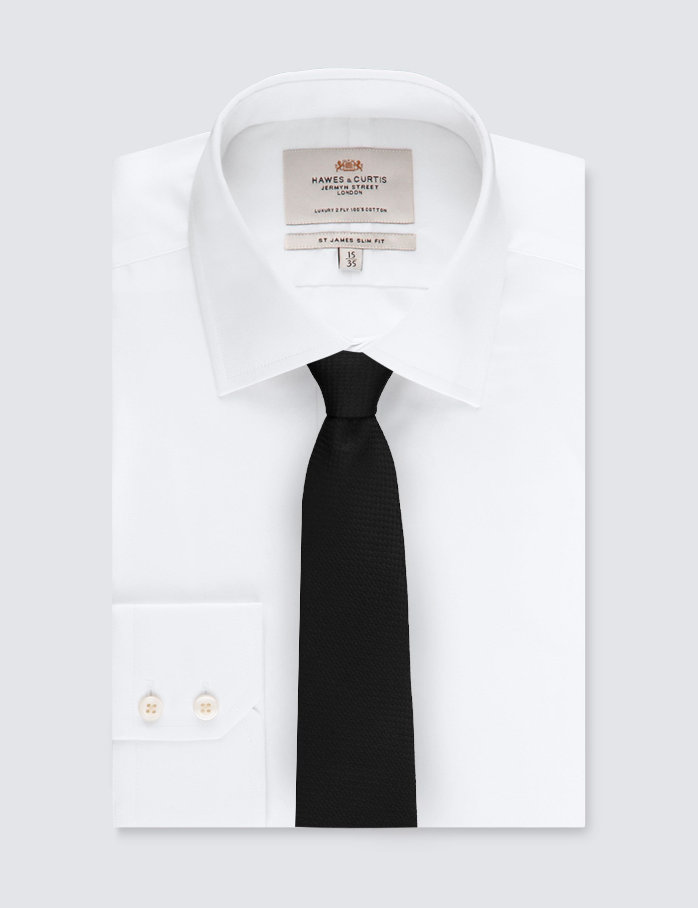 Men's Black Textured Plain Tie - 100% Silk | Hawes & Curtis