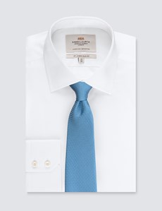 Men's Light Blue Textured Plain Tie - 100% Silk