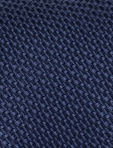 Men's Mid Blue Textured Plain Tie - 100% Silk