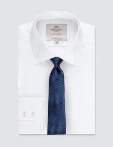 Men's Mid Blue Textured Plain Tie - 100% Silk