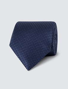Krawatte – Seide – Standardbreite – dunkelblau Korbgitter