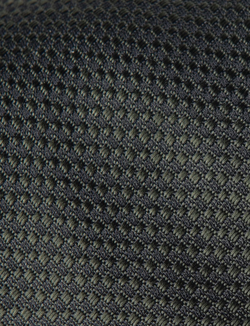 Men's Green Textured Tie - 100% Silk