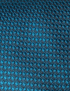 Men's Teal Textured Plain Tie - 100% Silk