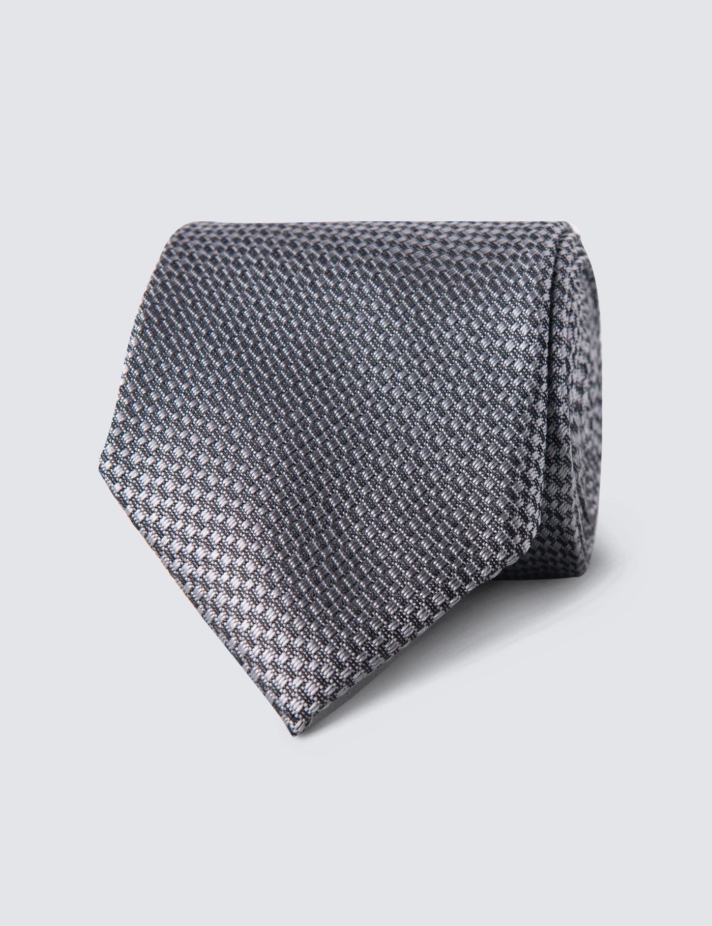 Grey Textured Tie - 100% Silk