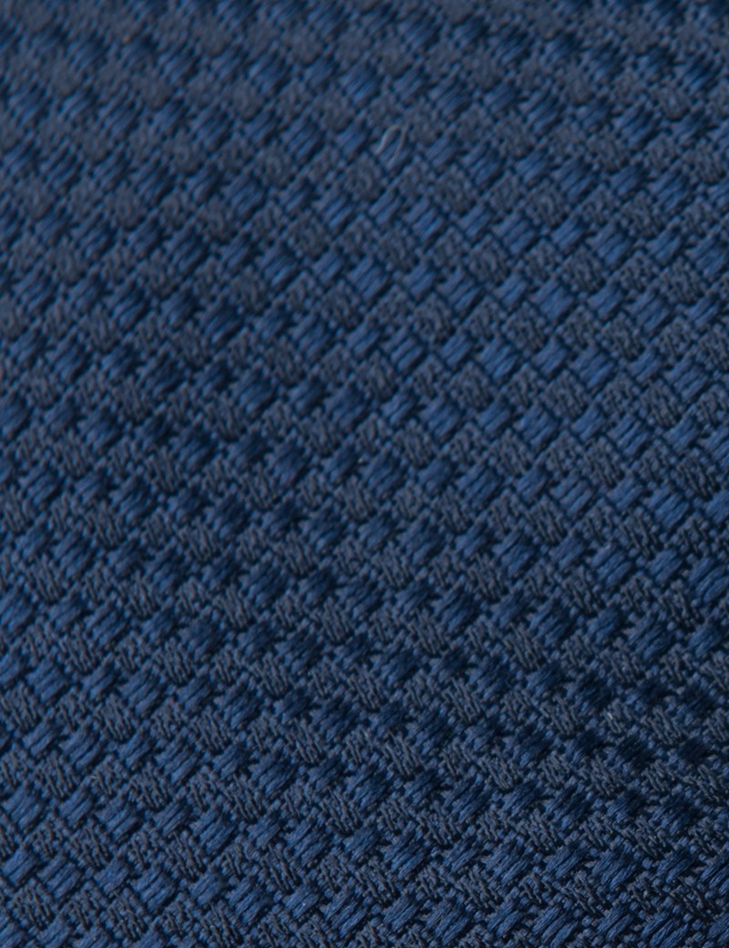 Men's Navy Textured Plain Tie - 100% Silk