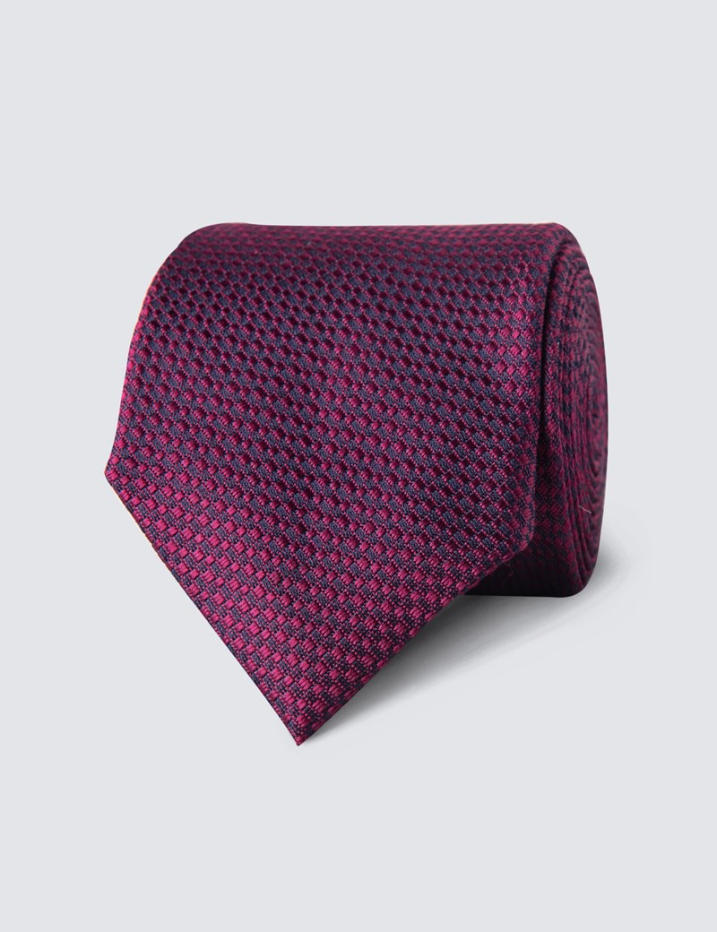 Krawatte – Seide – Standardbreite – Webmuster magenta