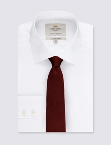 Men's Burgundy Textured Plain Tie - 100% Silk