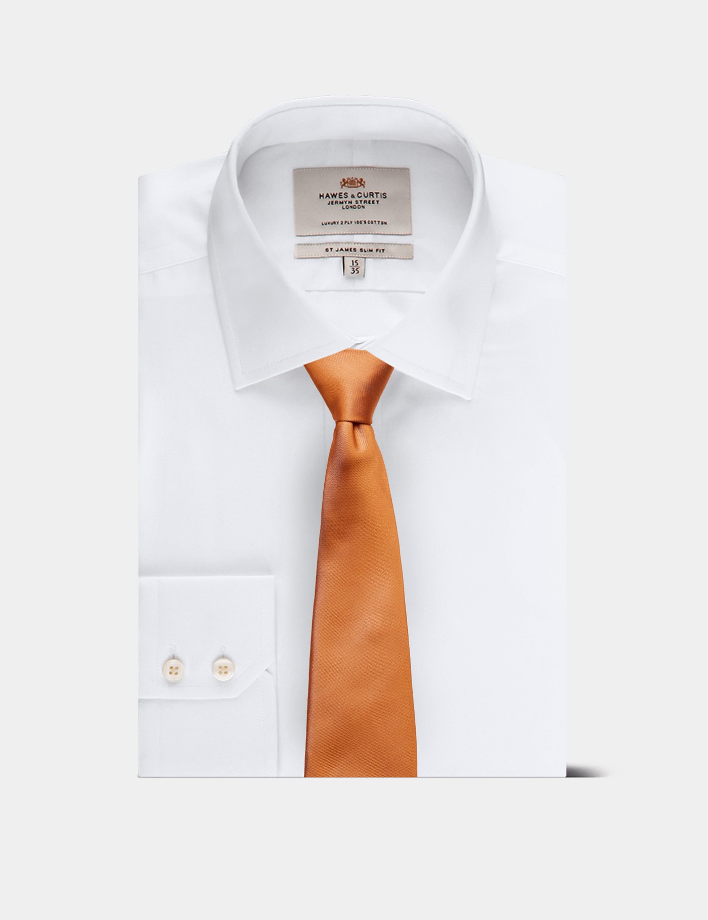 Hawes & Curtis Plain Orange Repp Tie Size: One Size image 3