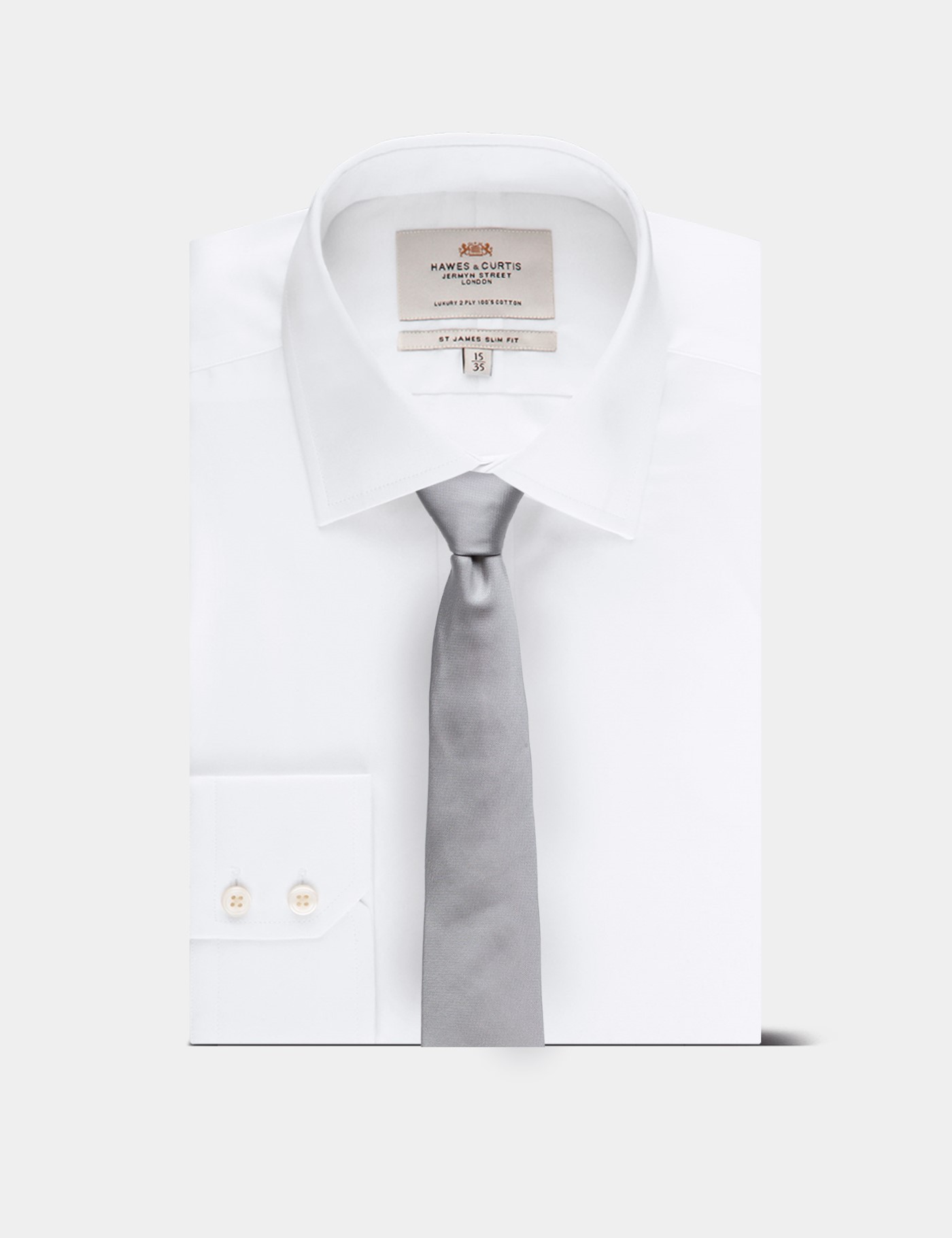 Hawes & Curtis Plain Silver Repp Tie Size: One Size image 3