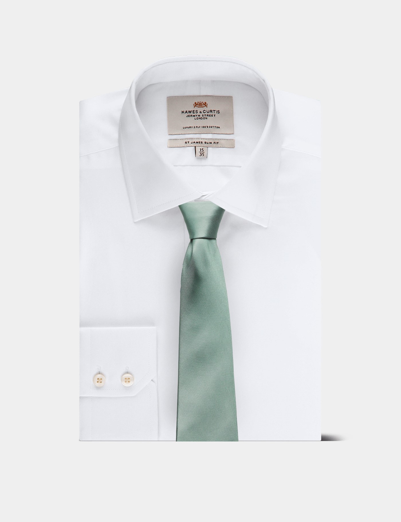 Hawes & Curtis Plain Duck Egg Blue Repp Tie Size: One Size image 3