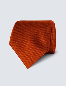 Men's Rust Basket Weave 100% Silk Tie