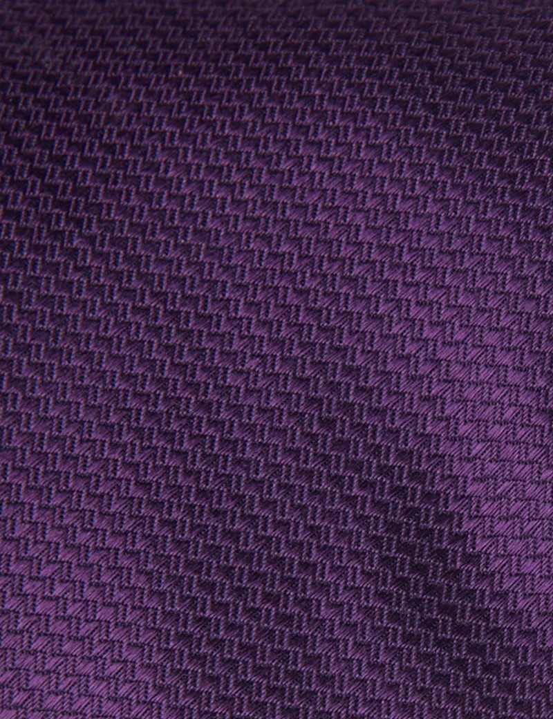 Men's Plain Dk Purple Basket Weave 100% Silk Tie