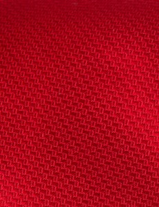 Men's Plain Red Basket Weave 100% Silk Tie