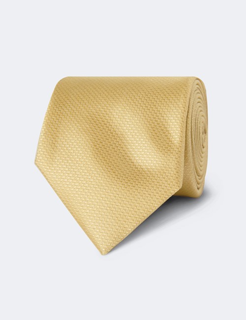 Men's Yellow Basket Weave 100% Silk Tie