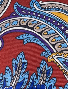Men's Red & Purple Paisley Print Tie - 100% Silk