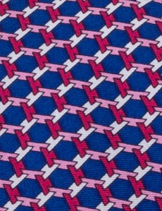 Krawatte – Seide – Standardbreite – dunkelblau rosa Geometrisches Muster